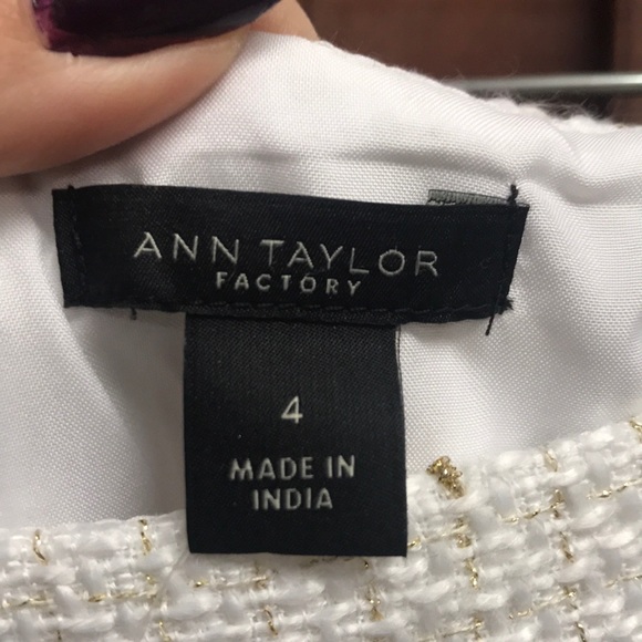 Jupe Blanche Brodée/coton Ann Taylor Taille 4 US - Style A-Line Mini, Comme Neuve